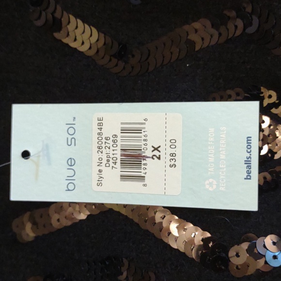 +SZ NWT LS BLK Sequin Sweater SZ 2X BY Blue Sol - Picture 6 of 9